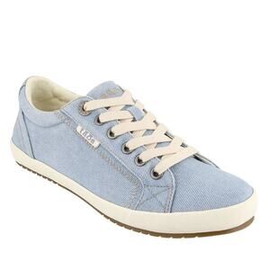 Taos size 7 Star Canvas Low Top Chambray Denim Light Blue Lace Up Sneakers